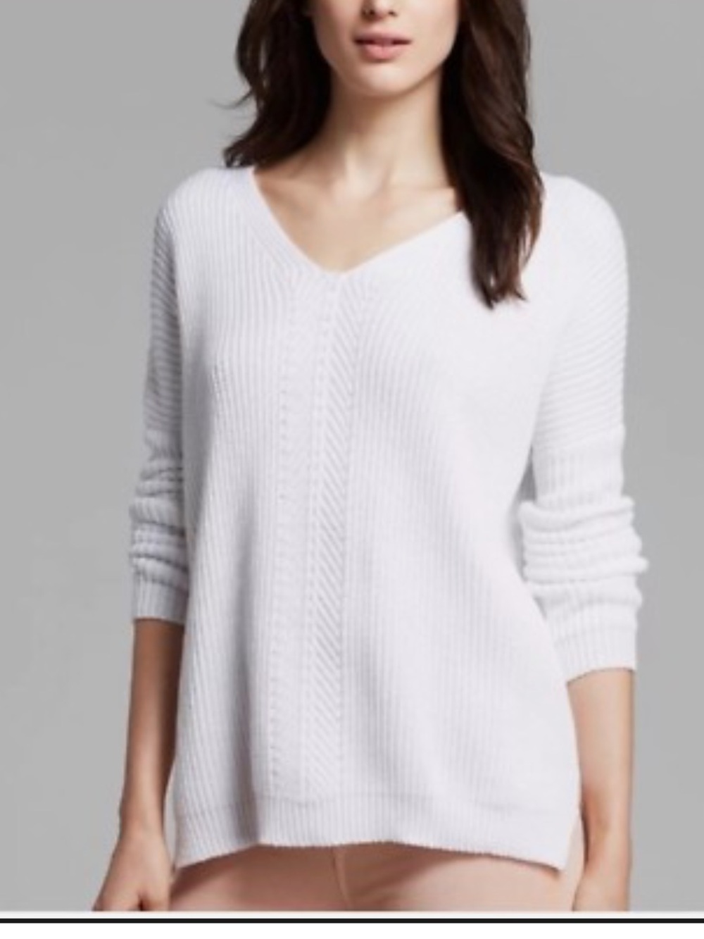 Vince Directional V Neck Sweater Bright White medium